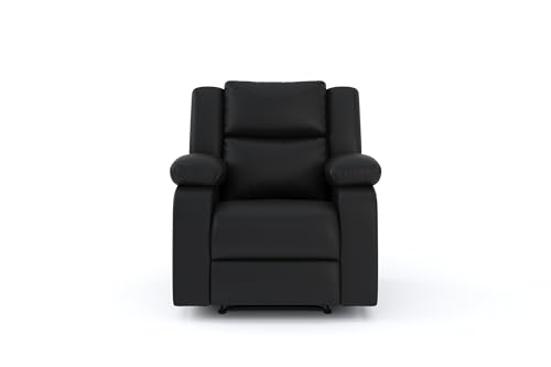 Image of Amazon Brand - Solimo AeroEase Leatherette | Single Seater Sofa Recliner | Manual Recliner (Leatherette Black)