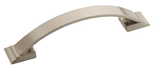 Image of Amerock | Cabinet Pull | Satin Nickel | 3-3 /4 inch (96 mm) Center to Center | Candler | 1 Pack | Drawer Pull | Drawer Handle | Cabinet Hardware