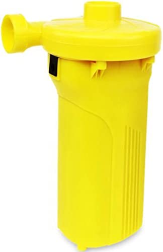 AQUAPARX elektrische Luftpumpe - wiederaufladbare Batterie - 3 Verschiedene Düsen - Pumpe zum Aufblasen und Entleeren - 12V Stecker - Gelb Cover