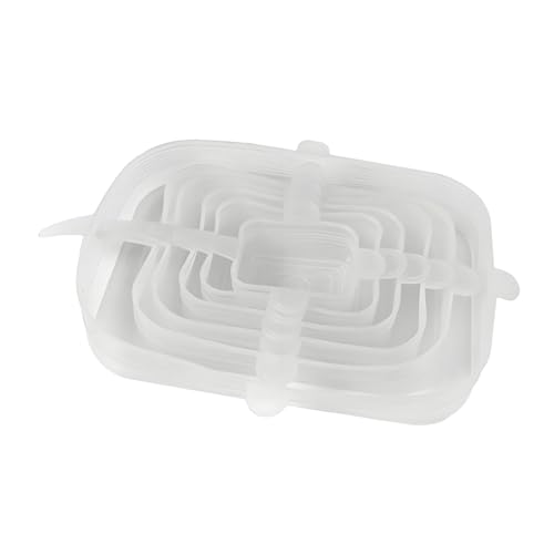 TopHomer 6 Packs Rectangular Silicone Stretch Lids Set of 6 Sizes Reusable Sturdy Container Cover, Keeping Food Fresh, Dishwasher and Freeze