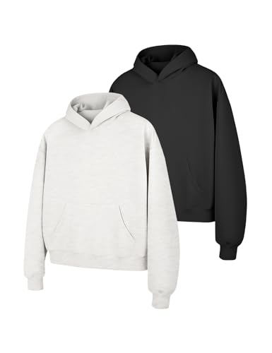 Image of PEHMEA 2 Pack Kids Hoodies Sweatshirt for Boys Cotton Pullover Hooded Sweatshirts With Pockets No Drawstring