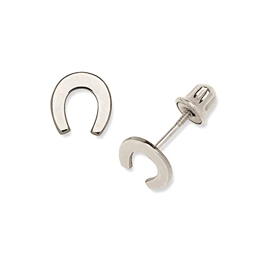 Pendientes pequeños de oro de 14 quilates con pasador de tuerca para caballo de la suerte (rosa amarilla o blanco) (5 mm x 6 mm), Metal Cover