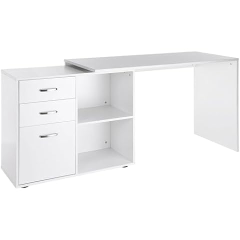 HOMCOM L-Shaped Computer Desk with Storage Cover