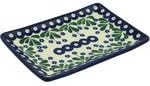 Polmedia Polish Pottery Sushi Tray - Forget-Me-Not Peacock Pattern Handmade in Boleslawiec Poland by Ceramika Artystyczna + Certificate of Authenticity