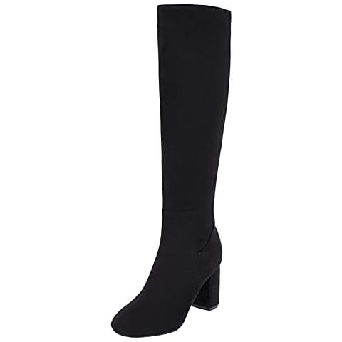 RAZAMAZA Women Knee High Boots Block High Heel Knee Boots Zip (40 AS, SU Black) Cover