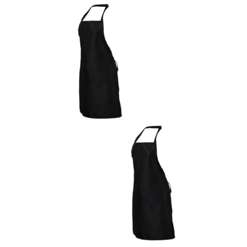 STOBAZA 2pcs 2 Bib Chef Apron Kitchen Aprons Bib Apron Waterproof Apron Water Resistant Apron Aprons Waterproof Neck Strap Apron Sleeveless Apron Mens Grilling Apron Mens Apron Black