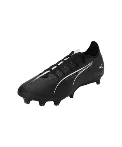 Puma Unisex Youth Ultra 5 Match FG/AG JR Soccer Shoe, Puma Black-Puma White, 38 EU