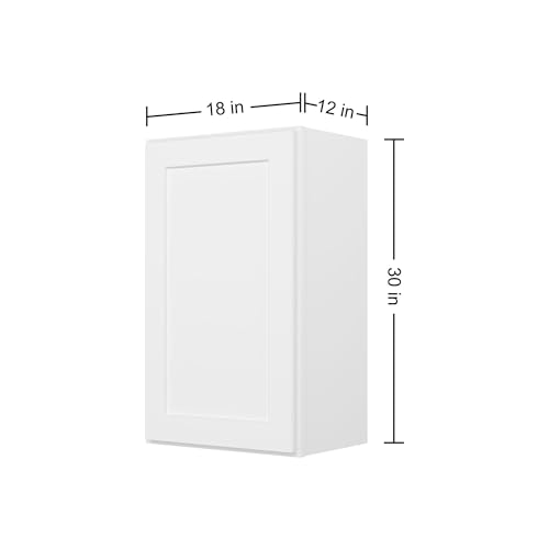 Image of Furinno Shaker Wall Kitchen Cabinet 1-Door-2 Shelves, Ready to Assemble, 12 D x 18 W x 30 H, White