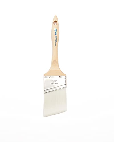 Zibra Angled Paint Brush for Painting Trim Walls and Doors 2.5-inch White Pro Grade for All Paints and Stains