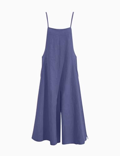 Image of YESNO Women Casual Loose Long Bib Pants Wide Leg Jumpsuits Baggy Cotton Rompers Overalls with Pockets PZZTYP2