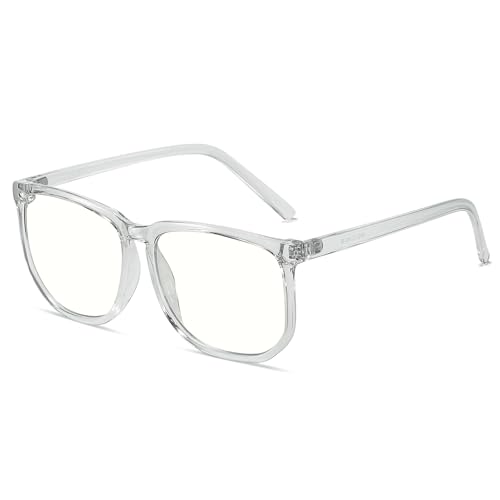 Image of TR90 Oversized Blue Light Blocking Glasses Men Women Ultralight Nerd Square Computer Games Black Large Eyewear