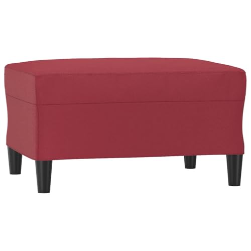 vidaXL Sofagarnitur 4-TLG., Sessel Couch mit Kissen Fußhocker, Sofa Wohnzimmersofa mit Armlehnen, Couchgarnitur Designsofa Sitzmöbel Polstermöbel, Weinrot Kunstleder – Bild 7