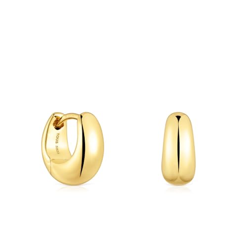 TOUS Pendientes Aro para Mujer Cortos con Baño de Oro 18 Kt sobre Plata de Primera Ley, Colección Basics