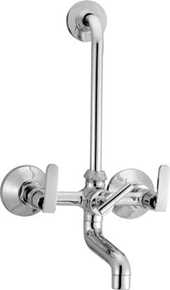 Floyd Wall Mixture with Provision for Overhead Shower with 115mm Long Bend Pipe On Upper Side, Connecting Legs & Wall Flanges (Wave) Mixer Faucet (Wall Mount Installation Type), Multicolour