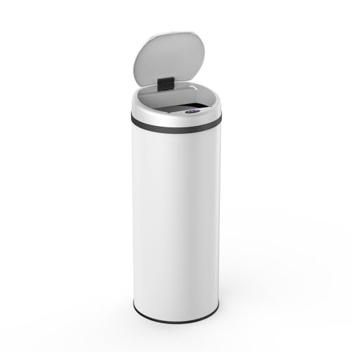 FLINQ PEAK 50L Smart Sensor Mülleimer - Automatischer Kuche Mülleimer mit Sensor - Moderner Abfalleimer 50L - Küchenmülleimer Groß - Weiß
