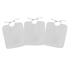 Ti-Tín Set van 3 badstoffen babyslabbetjes zonder plastic, 32 x 36 cm, slabbetjesset met knoopsluiting voor kinderen ouder dan 1 jaar, 100% katoen, kleur: wit