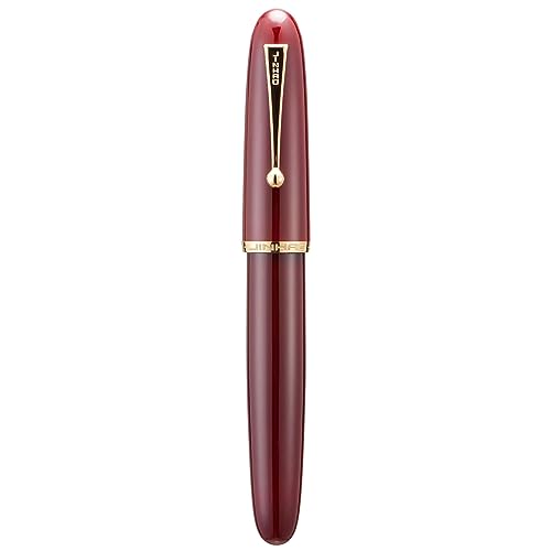 Image of Jinhao 9019 Dadao Series Fountain Pen Wine Red Acrylic Gold Edge #8 Extra Fine Nib with Large Converter for Writing, Signature and Calligraphy