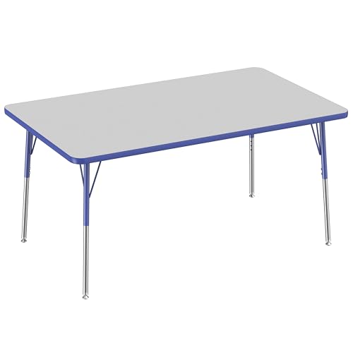 FDP 36" x 60" Rectangle Table with Swivel Glide Legs - Gray/Blue