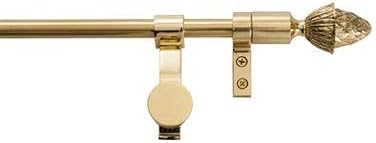 Zoroufy Legacy Adjustable Wall Hanger Collection | 1/2" + 5/8" Tubular Brass Rods with Pineapple Finials (28 in - 48 in, Polished Brass)