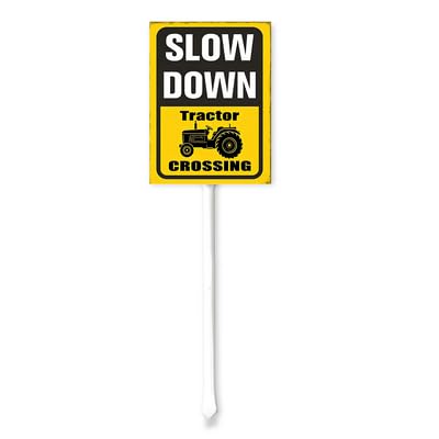 Horienteeon Slow Down Tractor Crossing Yard Sign With Stake Xing Area Caution Warning Wildlife Animal Traffic Road Rustproof Farm Home Lawn Walkway Ground Porch Aluminium Decorations 8x12 Inch