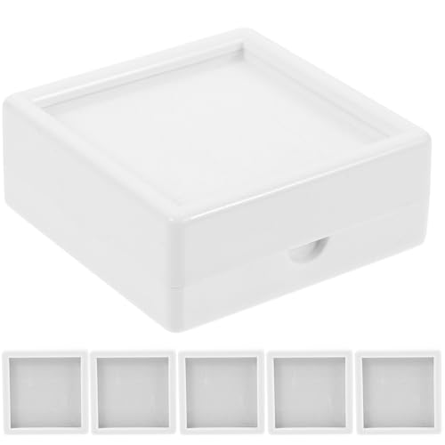 iplusmile Contenedor de Exhibición de Joyas y Piedras Preciosas, Caja de Almacenamiento Tapa, 6 Compartimentos, Anillos y Collares, Diseño Compacto para Escritorio y Exposiciones