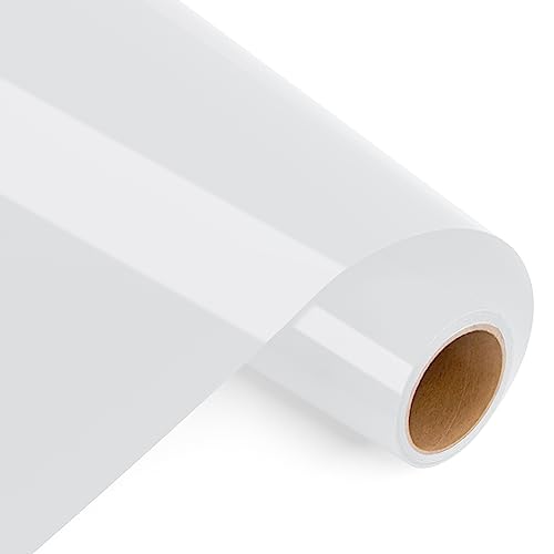 Prime Vinyl Heat Transfer Vinyl 12 x 4ft Iron On Vinyl for T-Shirts, White HTV for all Cutting Machines, Heat Press Vinyl for Clothes, Hats, Pants, Other Fabrics