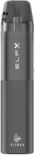 Elf Bar ELFX Pod Kit – 1000mAh Rechargeable Battery, 30W Max Output, LED Indicator, Top-Fill Refillable Pod System, Dual Mesh Coil, 2ml Capacity, No Nicotine (Grey)