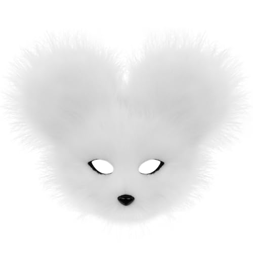 COSYEARS Faux Fur Animal Fox Cat Mask Plush Half Face for Masquerade Carnival Party Costume Accessories