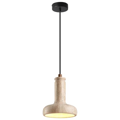 Lustre en travertin jaune d'exception, luminaire suspendu en pierre pour intérieur raffiné