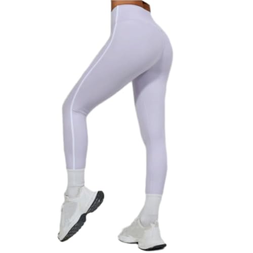 ZERAOKE Women High Waist Solid Running Athletic Leggings Slim Fitness Squat-Proof Yoga Pants Fashion Gym Workout Pants-Purple-XL