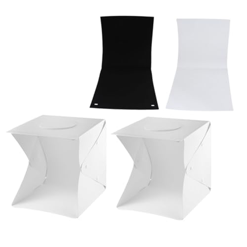 Homoyoyo Boîte Lumineuse Photo LED Portable 30 Cm avec 70 LED, Kit Tente Photo avec 2 Fonds Noir et Blanc, Éclairage Doux pour Photographie de Produits, Bijoux et Objets Électroniques