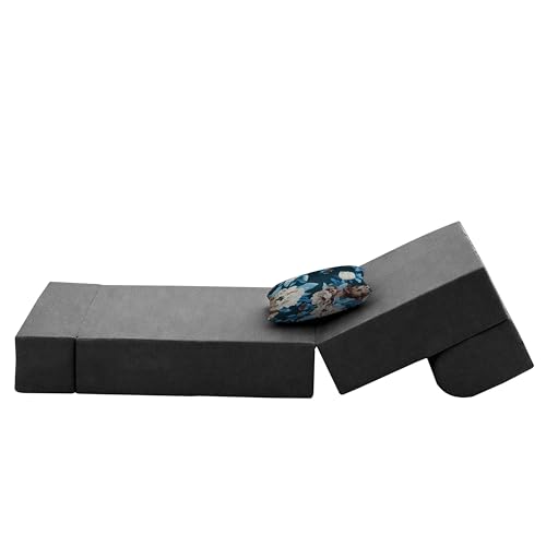 Image of Convertible 3 * 6 Single Seater Sofa Cum Bed | Foldable Sofa Bed for Apartments & Studio Rooms (Black, COMFORTMAX)