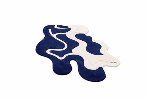 Image of Irregualr Shape Hand Tufted Carpet Pure Soft Wool Non Slip & Durable Easy to Clean Floor Area Rug Modern Design Carpet for Living Room 5X8 Feet (150x240 cm)