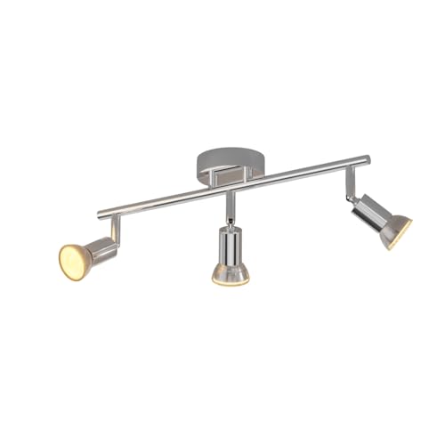 LVWIT LED Ceiling Track Lighting Fixtures with Flexibly Rotatable 3-Light Heads Modern Ceiling Spot Lights for Kitchen, Living Room, Bedroom,Chrome(GU10 Socket, Bulbs Not Included)