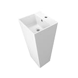 Lavabo freestanding 33x33cm in ceramica bianco lucido con troppopieno | Levante