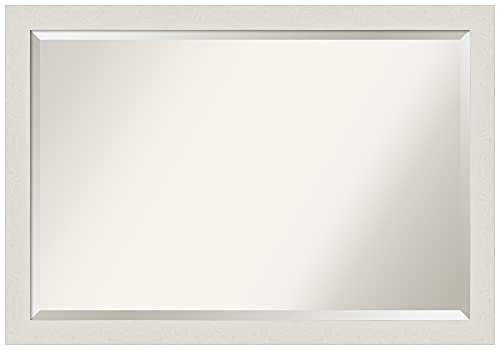 Image of Amanti Art Framed Vanity Mirror | Bathroom Mirrors for Wall | Rustic Plank White Narrow Mirror | Wall Mounted Mirror | Large Mirror | 27.38 x 39.38