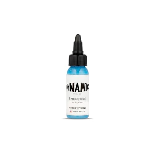 Image of Dynamic Color Sky Blue Tattoo Ink, Made in USA Since 1990, 1 oz | Sterilized and lot-numbered for full traceability; established American brand trusted by artists worldwide