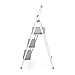 Rubbermaid 3 Step Folding Ladder, Steel Foldable Step Stool with Hand Grip, White