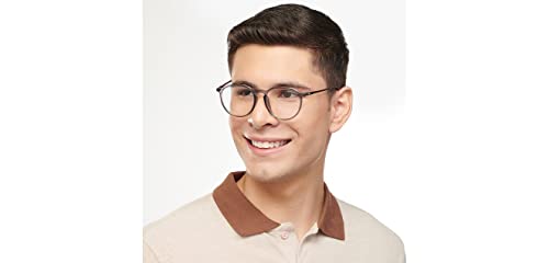 Image of LENSKART AIR Signia (Durable, Flexible and Light-Weight) Zero Power Bluecut and Antiglare Computer Eyeglasses | Grey Round Full Rim | For Men and Women | Small | LA E14960