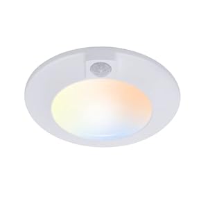 CLOUDY BAY 5 Color Motion Sensor Ceiling Light, 120V CRI90 10W,6.5 inch 2700K/3000K/3500K/4000K/5000K Selectable LED Flush Mount Fixture for Garage,Walk-in Closet,Attic,Pantry
