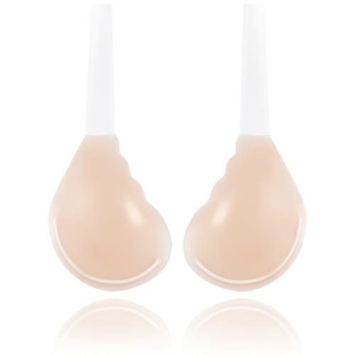 Invisible Lift Sticky Bra for Large Breasts - Womens Seamless Backless Strapless Push Up Adhesive Silicone Bra Beige