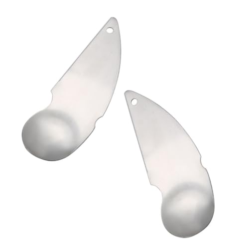 Cabilock 3 Juegos Cuchara De Kiwi Herramienta Para Pelar Naranjas Cucharas Tenazas Vara Pelador De Limón Cortadores De Kiwi Cortadores De Frutas Acero Inoxidable Silver 2 Piezas * 3