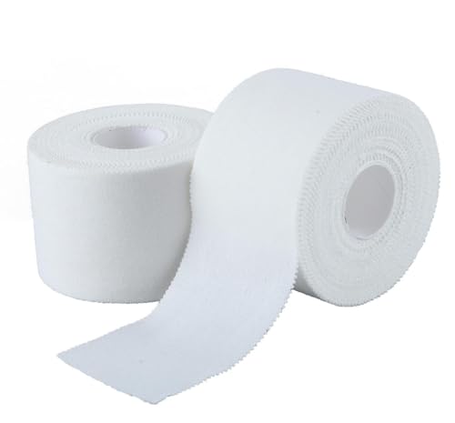 Lobtery (2 Pack) White Athletic Sprorts Tape 2 Inch x 15 Yards Athletic Tape No Sticky Residue for Athletes Sport Trainers and First Aid Injury Wrap Suitable for Fingers Ankles Wrist