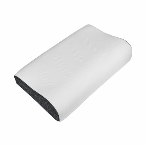 Image of KITCHIVO Memory Foam Pillow, Contour Cervical Orthopedic Memory Foam Pillows Supports Neck Pain and Shoulder Pain for Sleepin Cervical Pillow Neck Support Pillow for Side Back (WHITE & BLACK HEATHER)