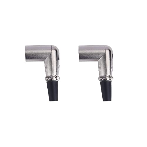 Image of MX 3 Pin XLR Microphone pin Pure Copper Nickel Plated for High Conductivity microphone (3 Pin Mic Male Connector XLR Right Angle, Pack of 2, Male Connector)