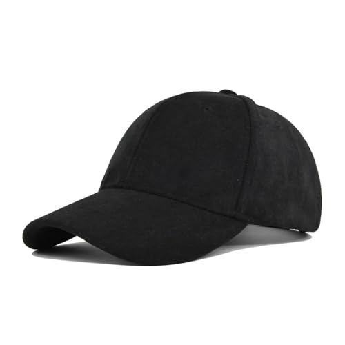 Gorra de béisbol retro de ante negro para hombre y mujer con visera ajustable