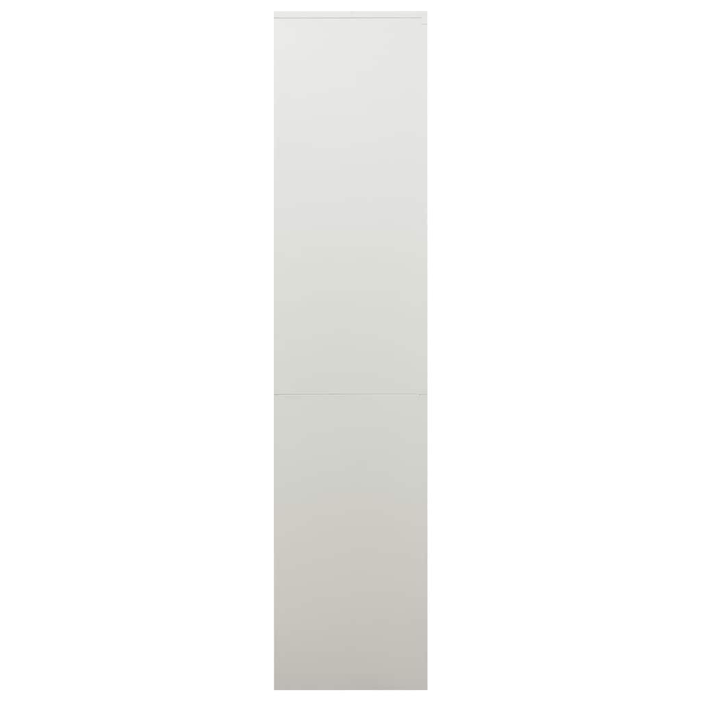 Armario de oficina gris claro de acero 90 x 40 x 180 cm con 3 estantes, 2 cerraduras, 4 puertas y tiradores para oficina, espacio de almacenamiento y almacenamiento de archivos con cristal