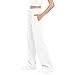 Women's Wide Leg Sweatpants Plus Size Fleece Lined Lightweight Drawstring Straight Elastic Waist Joggers with Pockets Baggy Lounge Fashion Vacation Outfits Pantalón Deportivo Mujer White X-Large