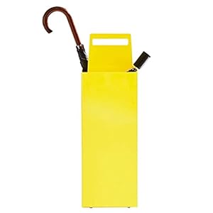 ZJYWMM Moderne creatieve multifunctionele paraplustandaard, vierkante paraplustandaard voor hotelrestaurant, metalen paraplurek 7,9 “L × 7,9 “W × 19,7 “H, geel
