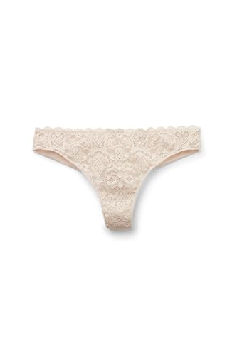 Intimissimi Woman's Microfiber Lace Brazilian in Natural, Size M